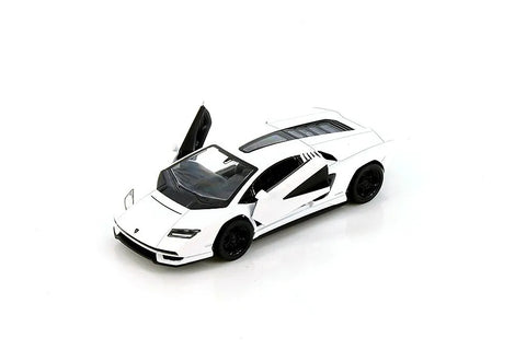 KINSMART Lamborghini Countach LPI 800-4 1:38 baltas žaislinis automobilis – trauk-atgal, atsidarančios durelės