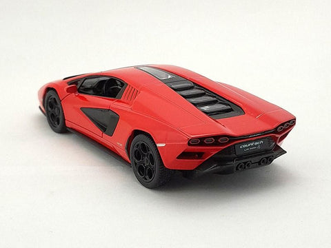 KINSMART Lamborghini Countach LPI 800‑4 1:38 raudonas metalinis žaislinis automobilis su atidaromomis durelėmis ir trauk-atgal mechanizmu, licencijuotas