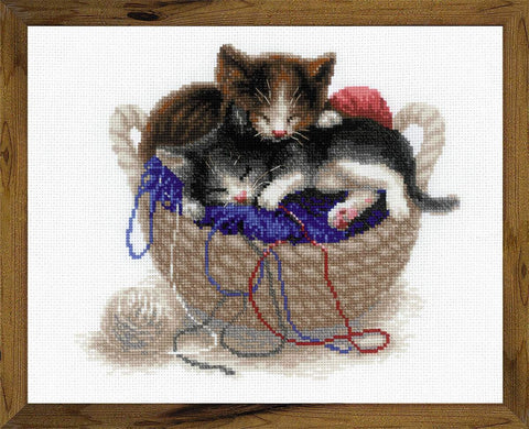 RIOLIS: Kittens In A Basket siuvinėjimo rinkinys iš RIOLIS Nr.: 1724 - HOBI.LT 🇱🇹