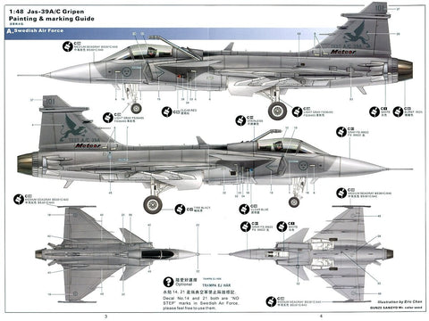 Saab JAS-39A/C Gripen 1/48 plastikinis lėktuvo modelis Kitty Hawk