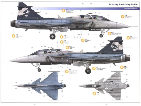 Saab JAS-39B/D Gripen 1/48 plastikinis surenkamas lėktuvo rinkinys