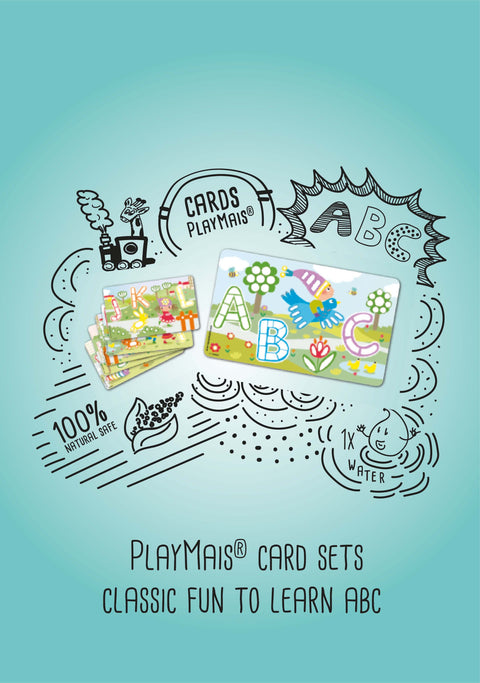 PlayMais MOKAUSI ABC edukacinės abėcėlės kortelės, 14 vnt., 17,5×28 cm