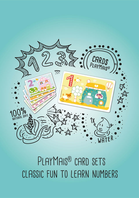PLAYMAIS MOKAUSI skaičiuoti lavinamosios kortelės vaikams, 14 vnt, 17.5×28 cm, Vokietija
