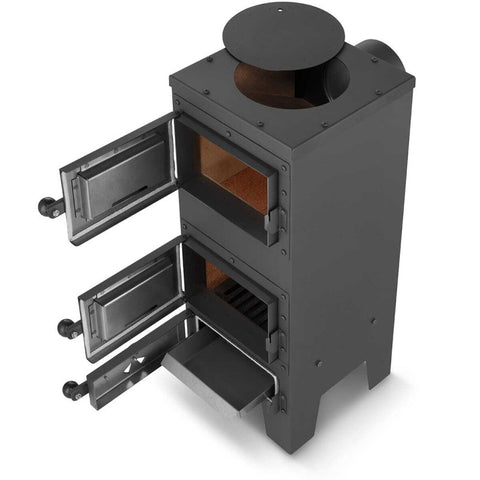 Šamotinė malkinė krosnelė su virykle 7 kW, ekologiškas šildymas