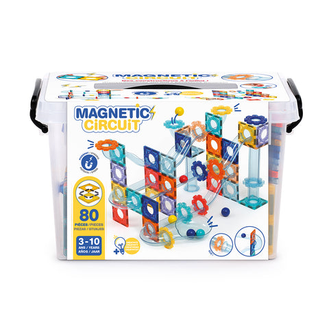Magnetinis konstruktorius su kamuoliukų trasa – 80 dalių rinkinys