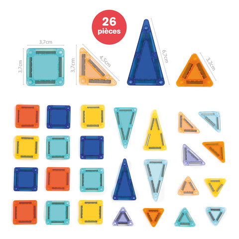 Mini magnetinis konstruktorius kelionėms su dėžute, 26 det., 3–10 m.