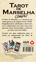 Marselės tarotas – AGM Urania leidimas, nugarėlės aprašymas su trijų spalvotų kortų pavyzdžiais ir pradedančiojo vadovu