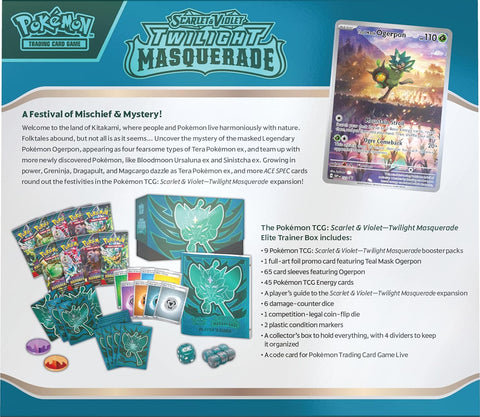 Pokémon TCG Twilight Masquerade ETB dėžė, Ogerpon, 9 pak., anglų