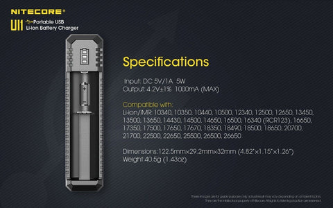 Nitecore UI1 išmanus nešiojamas USB Li-ion baterijų įkroviklis