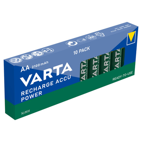 Varta AA 2100mAh įkraunamos NiMH baterijos, 10 vnt R2U