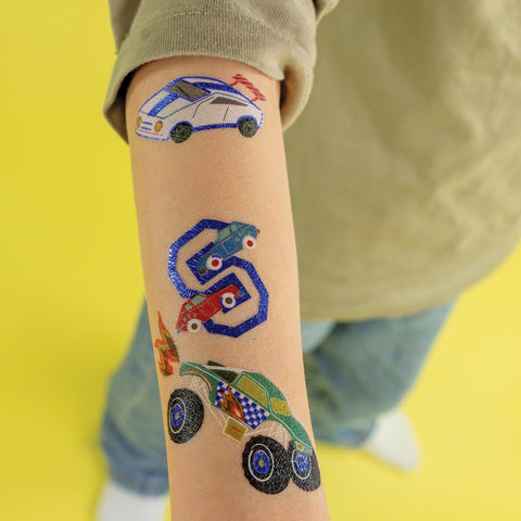 Laikinos tatuiruotės vaikams su folijos akcentais, Mašinos