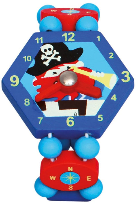 Bino mokomasis vaikų laikrodis-apyrankė „Piratas“ su karoliukais, sukiuojamos rodyklės, 3+