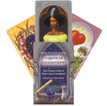 Lenormand kortų rinkinys Mystical, dėžutė su teleskopu ir katės iliustracija, fanuotos kortos su širdimi, moterimi ir angelais