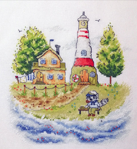 Siuvinėjimo kryželiu rinkinys „Švyturio prižiūrėtojas“, 19x19 cm, NeoCraft