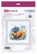 Kryželių rinkinys Riolis „Little Snail“, 15×15 cm, margas sraigės motyvas ant pakuotės, komplekte vilna/akrilas
