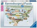 Ravensburger dėlionė „JAV žemėlapis: nuo jūros iki jūros“, 1000 det.