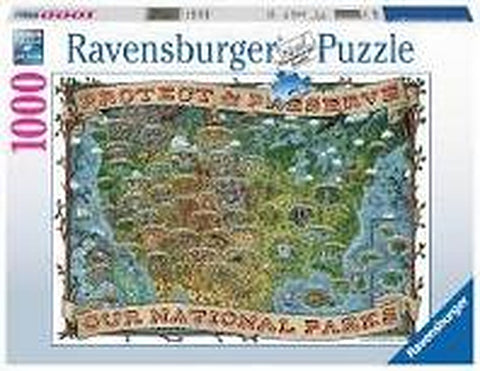 Ravensburger dėlionė „JAV nacionalinių parkų žemėlapis“, 1000 det.