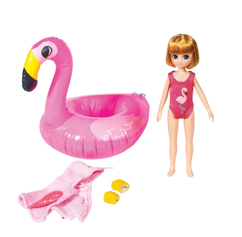 Lottie lėlė maudynėms su flamingu – maudymosi rinkinys