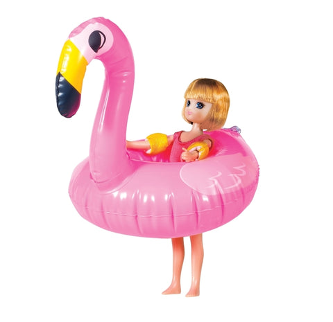 Lottie lėlė maudynėms su flamingu – maudymosi rinkinys