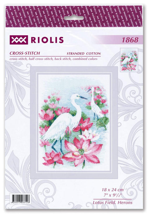 RIOLIS: Lotus Field. Herons siuvinėjimo rinkinys iš RIOLIS Nr.: 1868 - HOBI.LT 🇱🇹