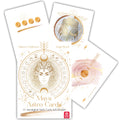 Maya Astro kortos — baltos dėžutės komplektas su 44 auksuotomis astrologinėmis oracle kortomis ir trimis pavyzdinėmis kortomis