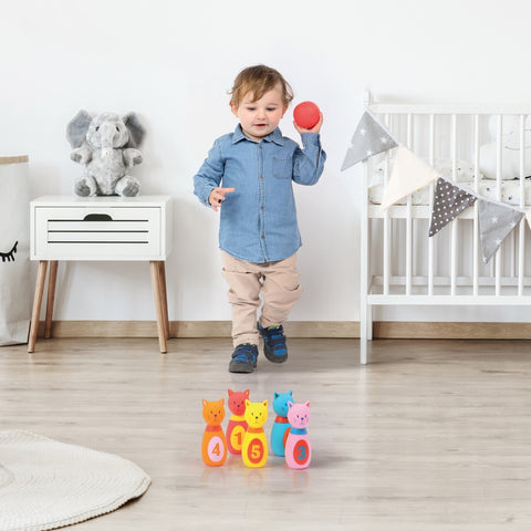 LUDI minkštas kūdikių boulingo rinkinys „Katinukai“ 5 kėgliai + kamuolys