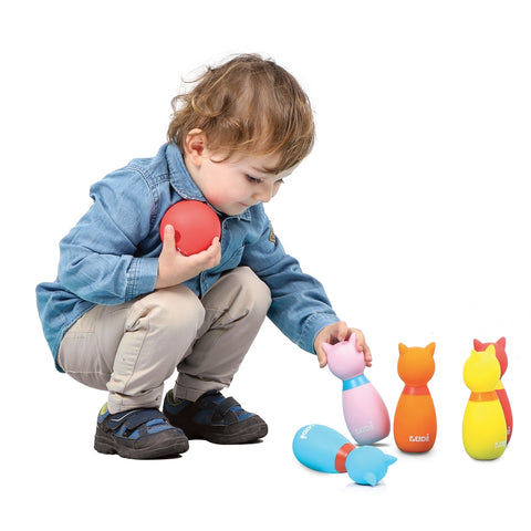 LUDI minkštas kūdikių boulingo rinkinys „Katinukai“ 5 kėgliai + kamuolys