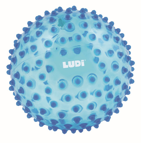 LUDI sensorinis spygliuotas mankštos kamuolys kūdikiams, 20 cm, mėlynas