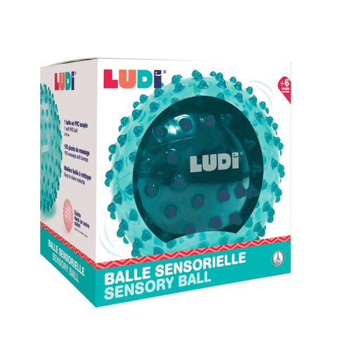 LUDI sensorinis spygliuotas mankštos kamuolys kūdikiams, žalias 20 cm