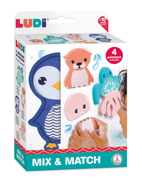 LUDI maudymosi dėlionės voniai – 4 gyvūnėliai, kūdikiams 10+ mėn.