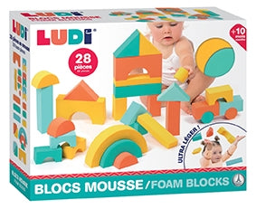 LUDI minkštos putplasčio kaladėlės 28 vnt. – lavinamosios, nuo 10 mėn.