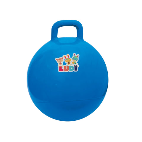LUDI šokinėjimo kamuolys su rankena 45 cm, mėlynas – vaikams 3+, neslystantis, vidui ir laukui