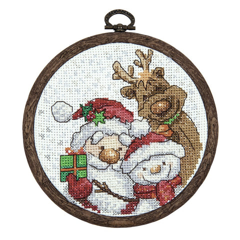 Siuvinėjimo kryželiu rinkinys Naujametės istorijos, 12x12 cm, Zweigart Aida 14