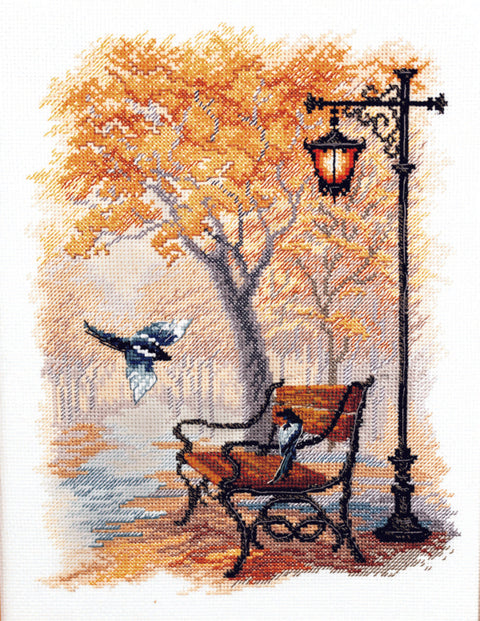 Siuvinėjimo kryželiu rinkinys Rudens parke, Zweigart Aida 16, 19×25 cm