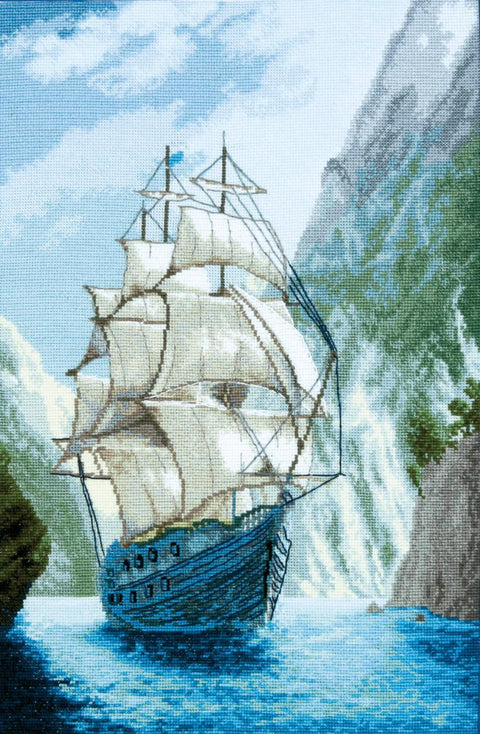 Siuvinėjimo kryželiu rinkinys „Į namų uostą“, Zweigart Aida 16, 25×38,5 cm