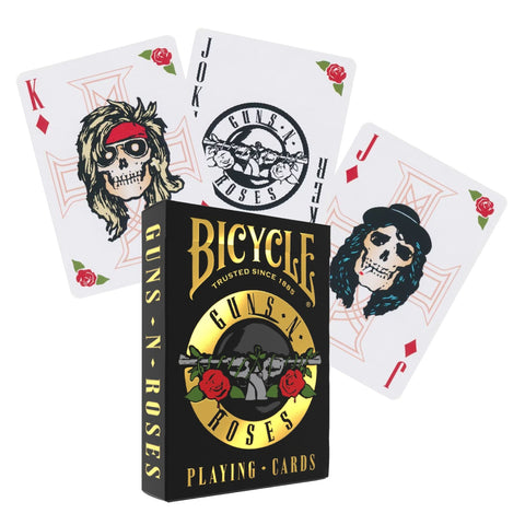 Guns N' Roses Bicycle žaidimo kortos – pokeriui ir kolekcionieriams