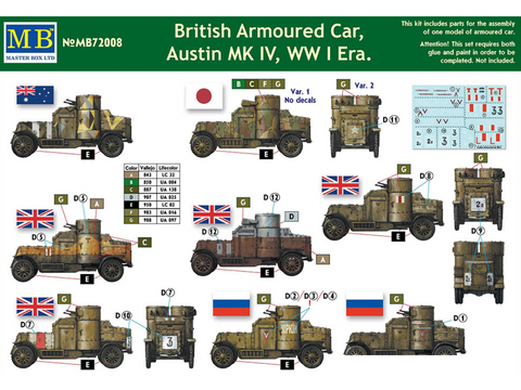 Master Box Britų šarvuotis Austin Mk IV 1/72 – Pirmasis pasaulinis karas