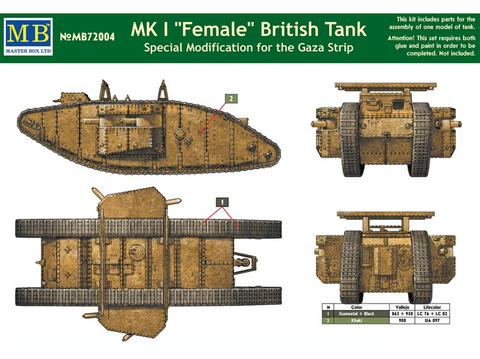 Master Box Mark I Female britų tankas Gazos ruožui 1/72 plastikinis rinkinys