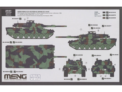 Leopard 2 A4 vokiško tanko plastikinis modelis 1/72 Meng