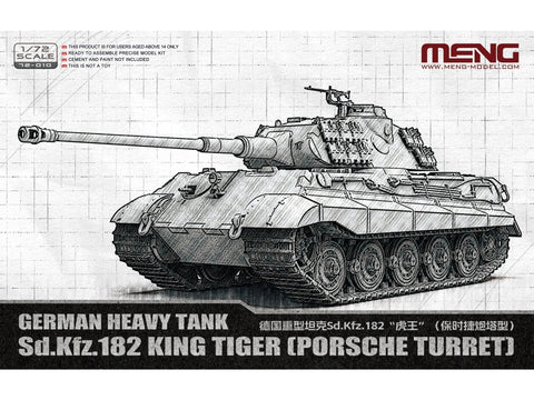 Meng vokiškas sunkus tankas King Tiger Porsche, 1/72 plastikinis
