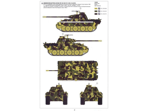 Meng Panther Ausf. A vėlyvasis vokiečių tankas 1/35 surinkimo rinkinys