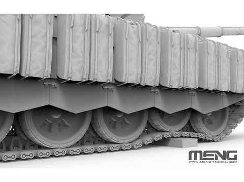 Rusų tankas T-72B3M su KMT-8, plastikinis modelis 1/35 Meng