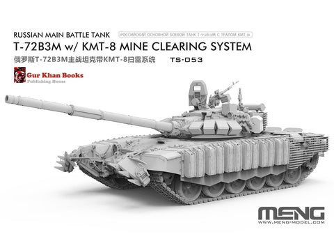 Rusų tankas T-72B3M su KMT-8, plastikinis modelis 1/35 Meng