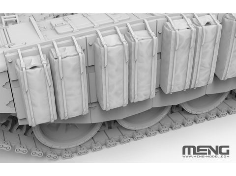 Rusų tankas T-72B3M su KMT-8, plastikinis modelis 1/35 Meng