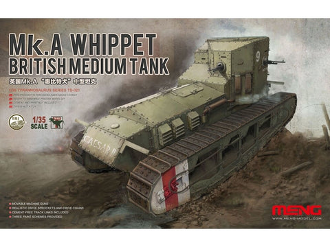Meng britų vidutinis tankas Mk.A Whippet 1/35 plastikinis modelis