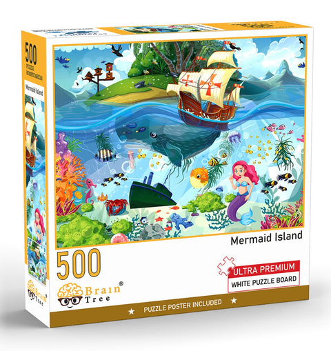 Brain Tree Games dėlionė „Undinėlės sala“ – 500 det., atsitiktinis pjaustymas, 49×36 cm, su plakatu