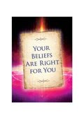įkvepiantis plakatas Your Beliefs Are Right for You ant sendinto pergamento su rožiniu ir violetiniu fonu
