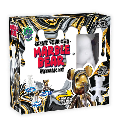 Splat Planet Marble Bear rankdarbių rinkinys – 23 cm meškiukas su metaliniais marmuro dažais (4+)