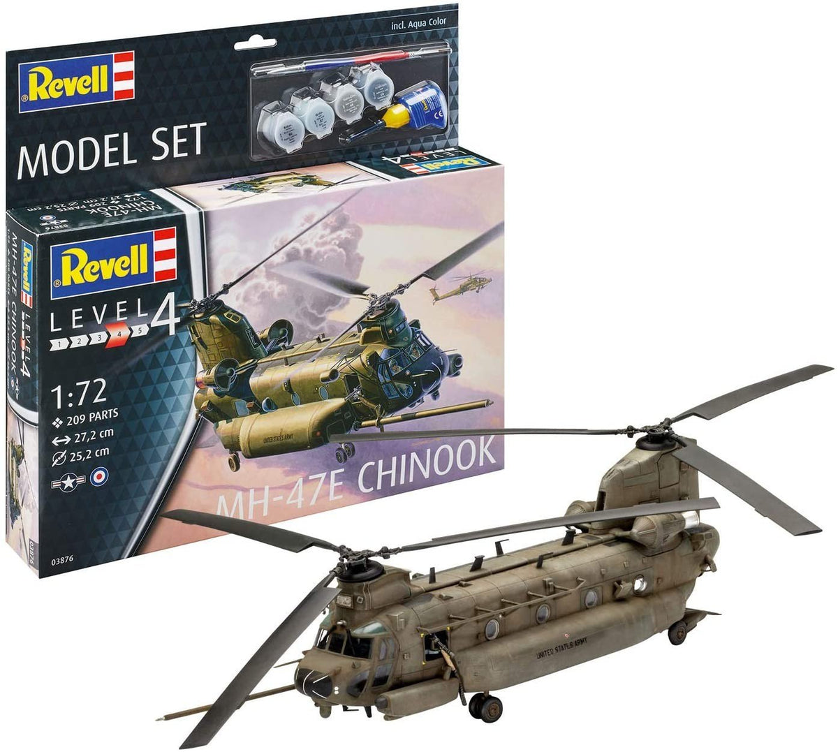 MH-47 Chinook modelis 1:72 - Detalus rinkinys su dažais! – HOBi.lt 🔥