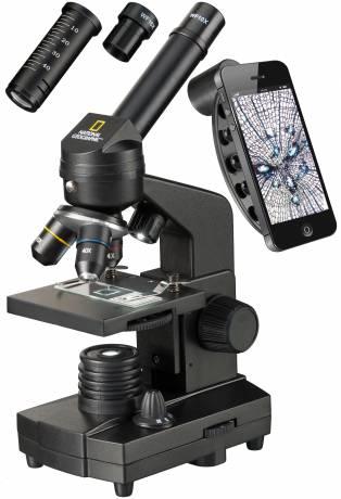 Mikroskopas National Geographic 40x–1280x su telefono laikikliu